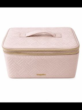 BAGSMART Quilted Travel Makeup Train Case Organizer Blush Pink NWT